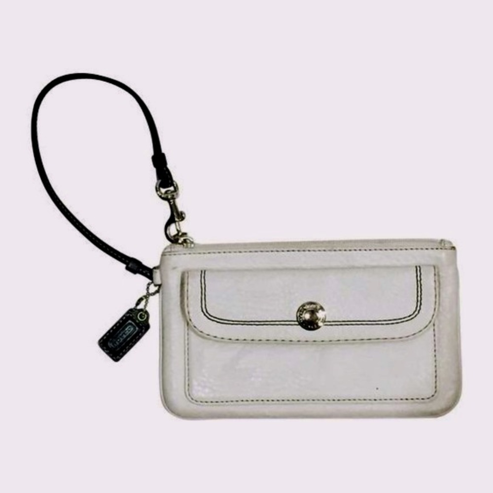 Coach Beige and Brown Strap Leather Wristlet
